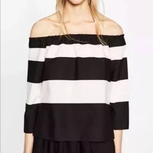 Zara Off Shoulder Top, XS, Black & White